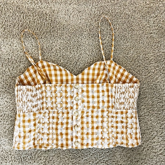 Anthropologie Gingham Smocked Crop Top Boho Cottagecore - Picture 3 of 8